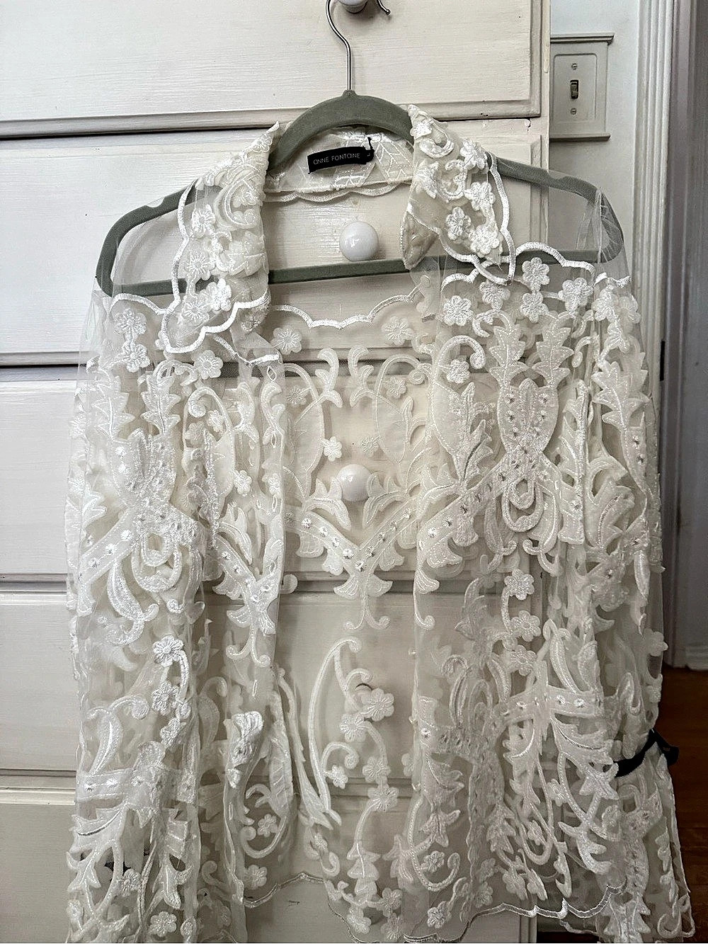 Anne Fontaine Floral Lace Blouse in White
